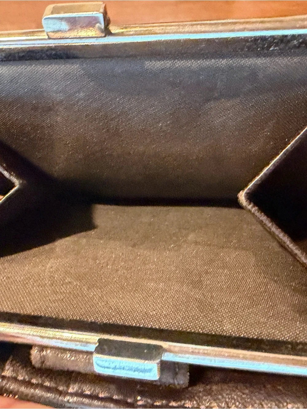 Fendi Pequin Stripe Striped Canvas Leather Compact Wallet with Kiss Lock